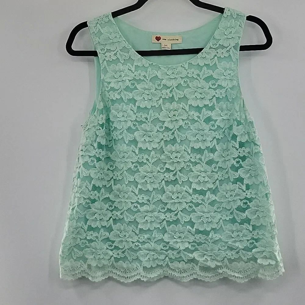 3 For$20 One Clothing Mint Green lace top size M